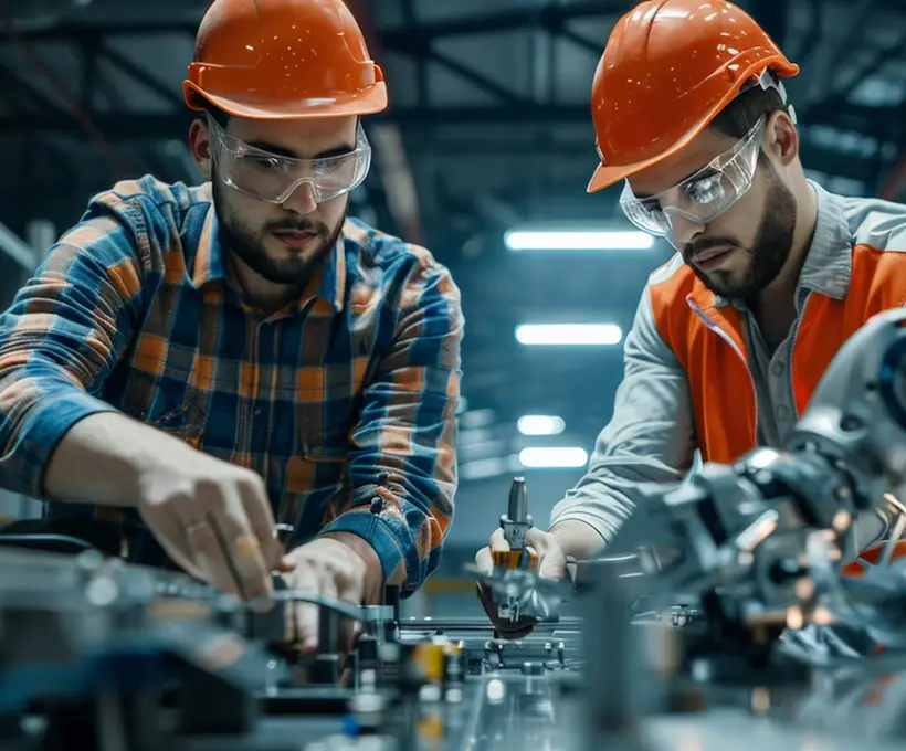 two employee working as a team